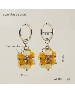 Retro Plated 18K Gold Malachite Natural Stone Earrings Stainless Steel Earrings 