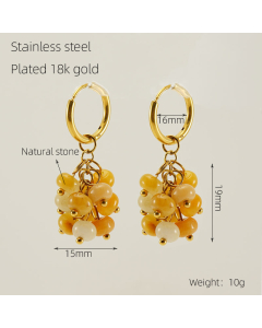 High Quality Plated 18K Gold Malachite Natural Stone Earrings Stainless Steel Earrings 
