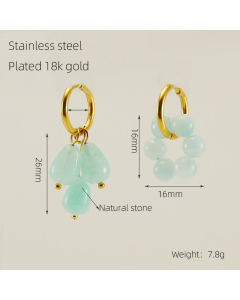 Hot Sale Plated 18K Gold Malachite Natural Stone Earrings Stainless Steel Earrings 