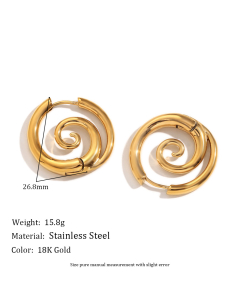 Gold Color Plated 18K Gold Geometric Stainless Steel Earrings 
