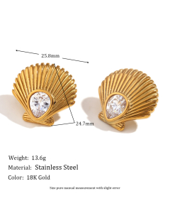 Colorza Jewelry Plated 18K Gold Shell Stainless Steel Earrings 