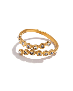 Wholesale Stainless Steel Ring Fashion Creative Plated 18K Gold Micro-inlaid Rhinestone Ring