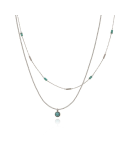 High Quality Mint Blue Pipe Beads Imitation Turquoise Handmade Stainless Steel Necklace Stacked With Clavicular Chain