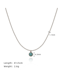 Mint Blue Pipe Beads Imitation Turquoise Handmade Stainless Steel Necklace Stacked With Clavicular Chain