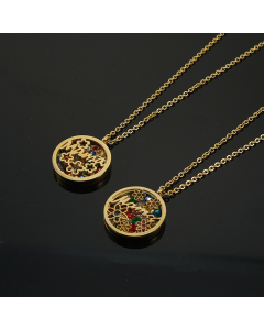 Wholesale Fine Jewelry Fashion Mother Necklace Set 18K Gold Stainless Steel Round With Flower Pendant Necklace