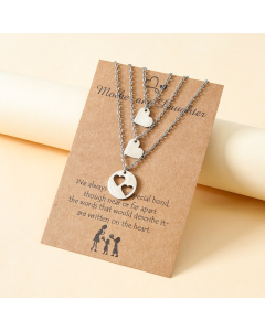 Stainless Steel Mothers Day Necklace 3piece Heart Set CA7810132