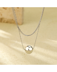 Steel Color Multi-layer Plated Gold Round Ball Pendant Stainless Steel Necklace 