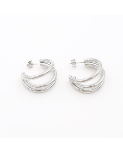 Steel Color Multi-layer Round Line C-shaped Stainless Steel Earrings
