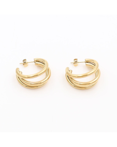 Gold Color Multi-layer Round Line C-shaped Stainless Steel Earrings