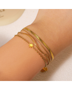 Model Show Multi-layer Plated 18K Gold Star Bracelet Wholesale Stainless Steel Bracelet