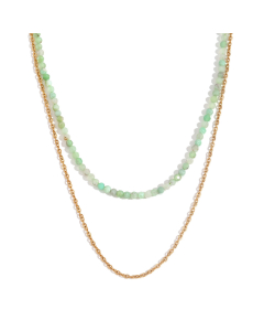 Temperament Plated 18K Gold Natural Stone Beaded Stainless Steel Double Layer Necklace