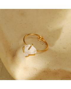 Hot Sale Retri Adjustable Natural Stone Inlaid Opening Stainless Steel Ring 