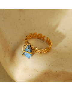 High Quality Retri Adjustable Natural Stone Inlaid Opening Stainless Steel Ring 