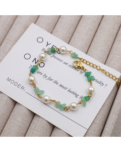 Wholesale Stainless Steel Bracelet Natural Stone Pearl Beaded Bracelet