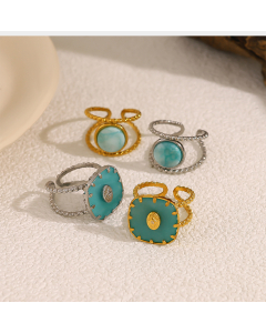 Wholesale Stainless Steel Ring Natural Stone Ring YK29014
