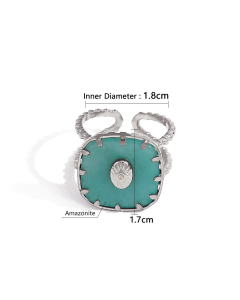 Wholesale Stainless Steel Ring Natural Stone Ring YK29014-Steel Color-02