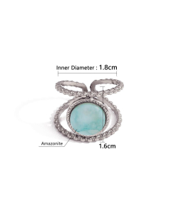 Wholesale Stainless Steel Ring Natural Stone Ring YK29014-Steel Color-01