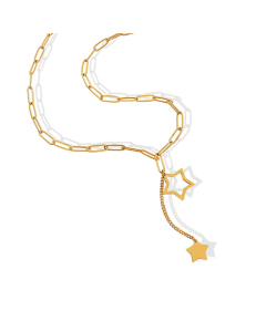 Stainless Steel Necklace 18k Gold Double Star Clip Chain Necklace CA7810100