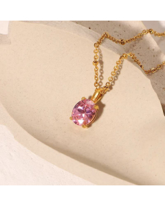 European and American stainless steel zircon pendant necklace-01
