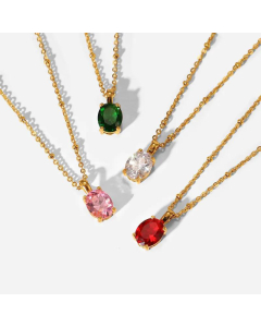 European and American stainless steel zircon pendant necklace by Colorza.