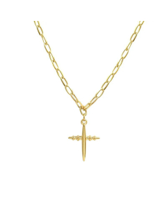 temperament cross pendant titanium steel 18K gold plated clavicle chain-main