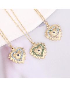 2023 new style full diamond heart necklace stainless steel pendant