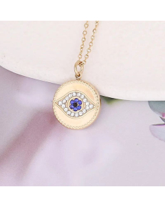 Diamond Eye Necklace Fashion Stainless Steel Pendant European and American Style-02-Royal Blue