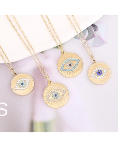European and American diamond eye necklace fashion stainless steel pendant