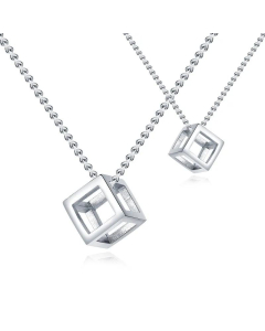 Three-dimensional trendy men's necklace retro hollow pendant titanium steel necklace-Steel Color-01