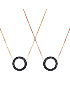 fashion light luxury round hollow diamond titanium steel clavicle chain female-Rose Gold Color