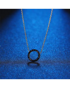fashion light luxury round hollow diamond titanium steel clavicle chain female
