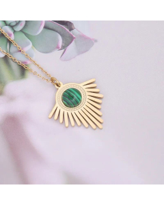 Jewelry Triangle Necklace Stainless Steel Pendant Natural Stone Clavicle Chain