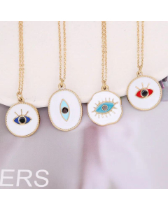 New Bohemian Eye Pattern Oil Drop Stainless Steel Necklace