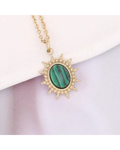 New Natural Stone Stainless Steel Necklace Fashion Trendy Clavicle Chain