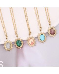 New Natural Stone Stainless Steel Necklace Fashion Trendy Clavicle Chain
