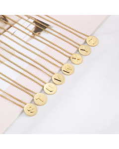 Simple Round 26 Alphabet Letters Titanium Steel Necklace Minimalism Style