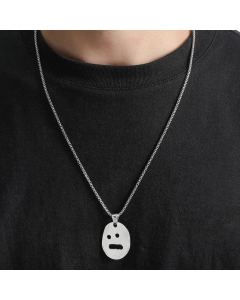 Stainless Steel Box Chain Grimace Pendant Colorless Hip Hop Sweater Chain