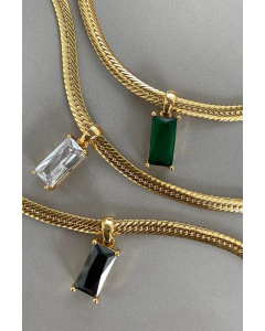 European And American Retro Wild Stacking Square Zircon Titanium Steel Snake Bone Chain Necklace