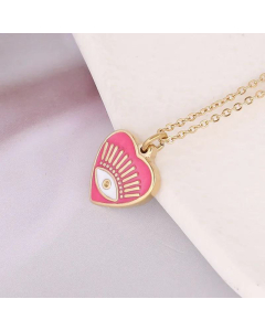 Drip Oil Eye Necklace Heart Necklace Stainless Steel Clavicle Chain
