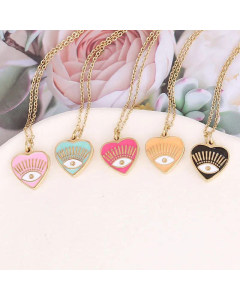 Drip Oil Eye Necklace Heart Necklace Stainless Steel Clavicle Chain