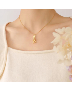 Geometric Mechanical Rabbit Pendant Niche Stainless Steel Necklace