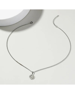 European And American Retro Round Brand Smiley Face Necklace Stainless Steel Clothing Accessories