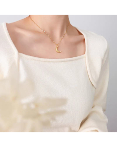 Frosty Jewelry Simple Niche Beat Moon Necklace Titanium Steel Clavicle Chain