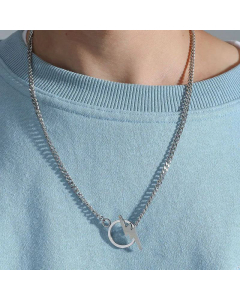 European and American Hip Hop Lightning One-button Buckle Stainless Steel Sweater Chain