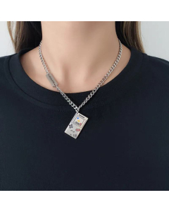 Tide Fashion Titanium Stee Couples Street Hip-hop Stitching Letter Sweater Chain