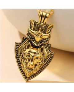 New Personality Retro Cassic Shield Wolf Head Necklace Pendant