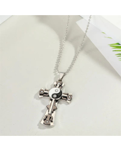 European Cross-border Jewelry Punk Stainless Steel Rhinestone Cross Necklace
