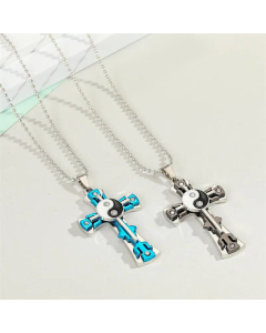 European Cross-border Jewelry Punk Stainless Steel Rhinestone Cross Necklace