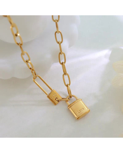 Simple Pin Lock Pendant Titanium Steel Necklace