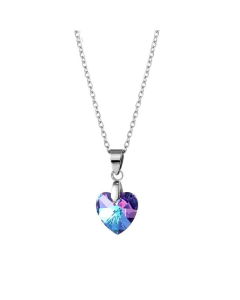 European and American Ocean Heart-shaped Crystal Clavicle Cross Chain Necklace